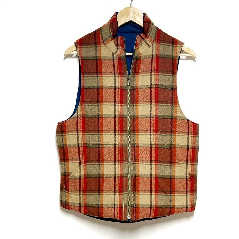 Jack Spade + Woolrich Reversible Wool Vest Mens Sz S